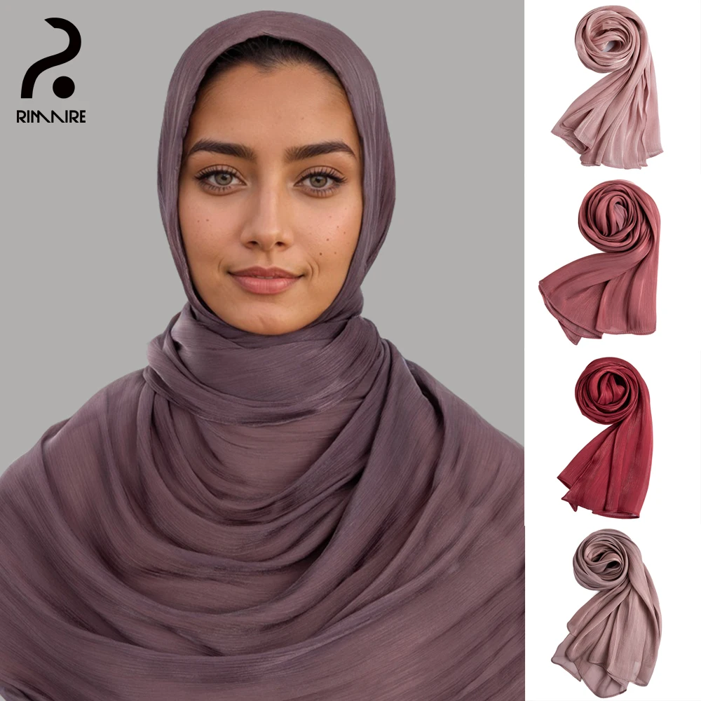 Dark Purple Pearl Chiffon Turban Scarf Fashion Women Muslim Hijabs Multiple Color Headscarf Thin Ladies Headscarves Wrap RIMAIRE