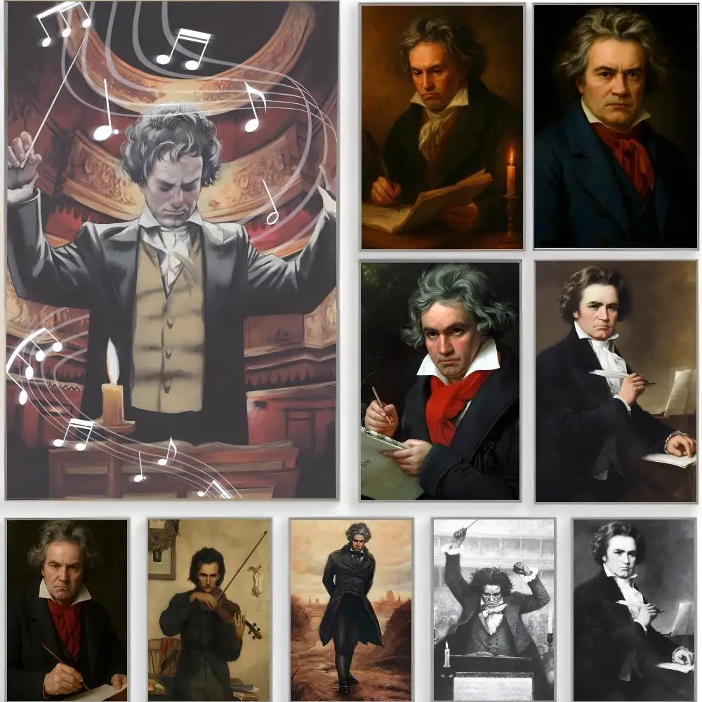classical composer l-ludwig van beethoven Poster Classic Wall Art  Home Decor  Peel and Stick Unframed