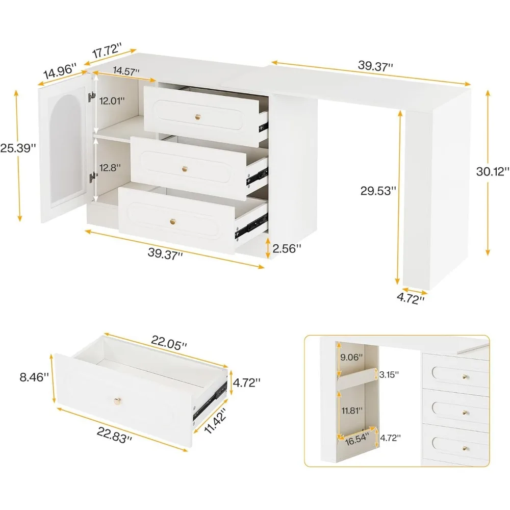 Офисный стол L-образной формы с 3-мя ящиками, угловой стол, небольшое пространство для хранения вещей, современный угловой компьютерный стол