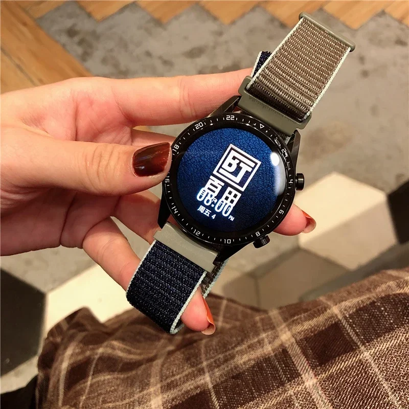 サムスンギャラクシーウォッチ用ナイロンループブレスレット、ナイロンストラップ、サムスンギャラクシー5用バンド、4、3、クラシック、アクティブ2、40mm、Amazfit Bip Gts、gtr 2、3 pro、20mm、22mm