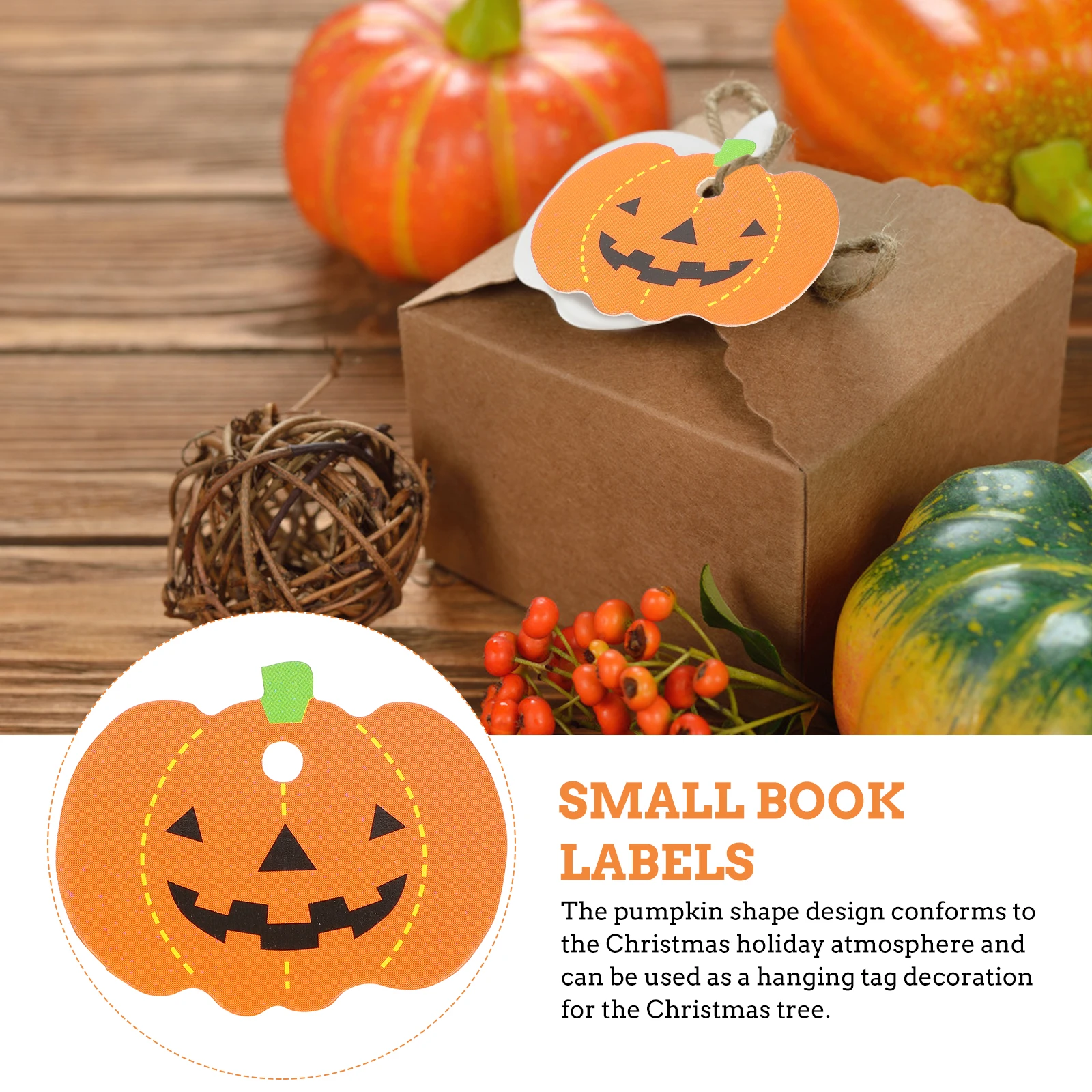 50Pcs Halloween Pumpkin Hanging Tags Paper Gift Tags Environmentally Friendly Pumpkin Shape Labels for Holiday Birthday