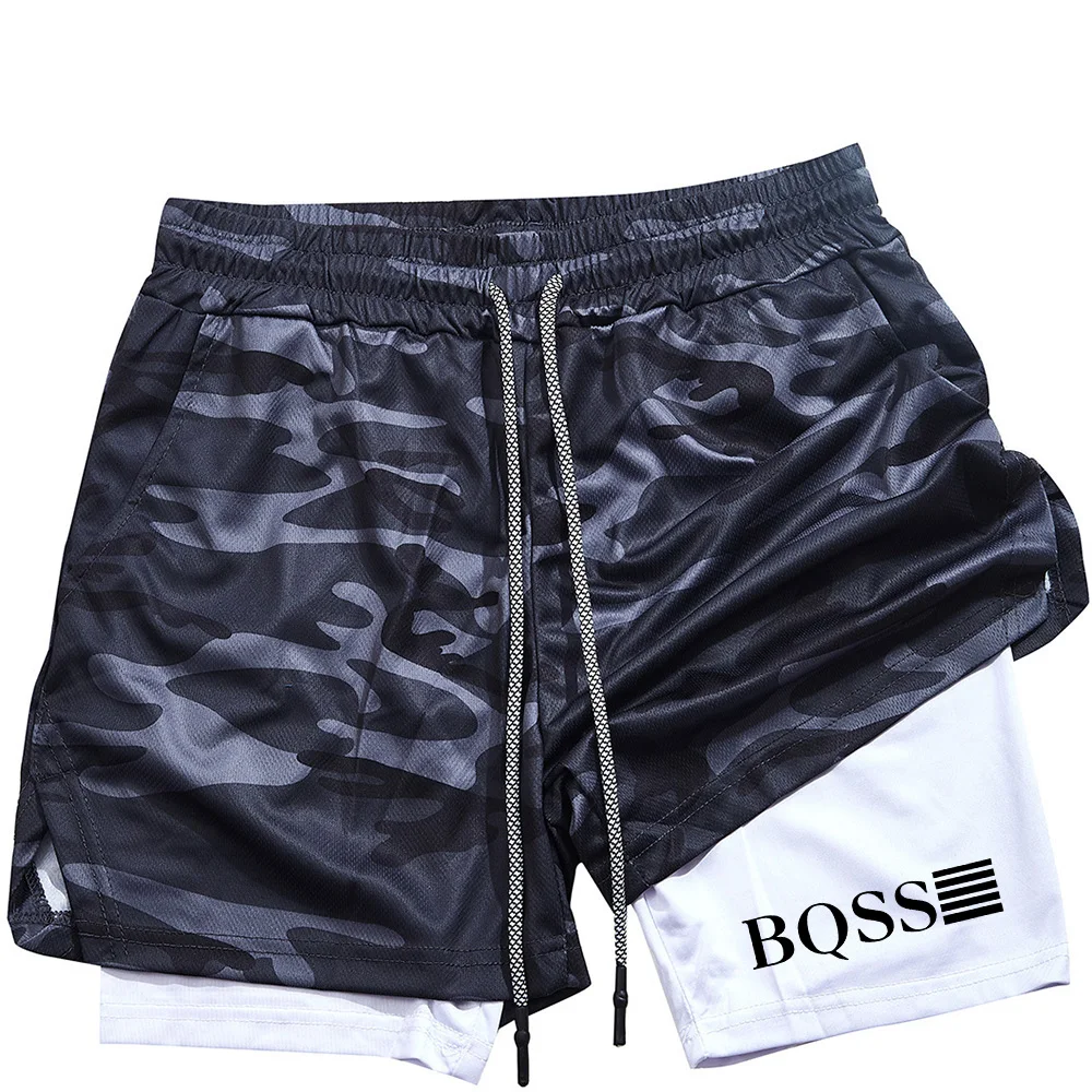 

2 in 1 Performance Shorts Men's Fitness Gym Workout Summer Soild Color Short Pants Double-deck Quick Dry Jogging Sportswear