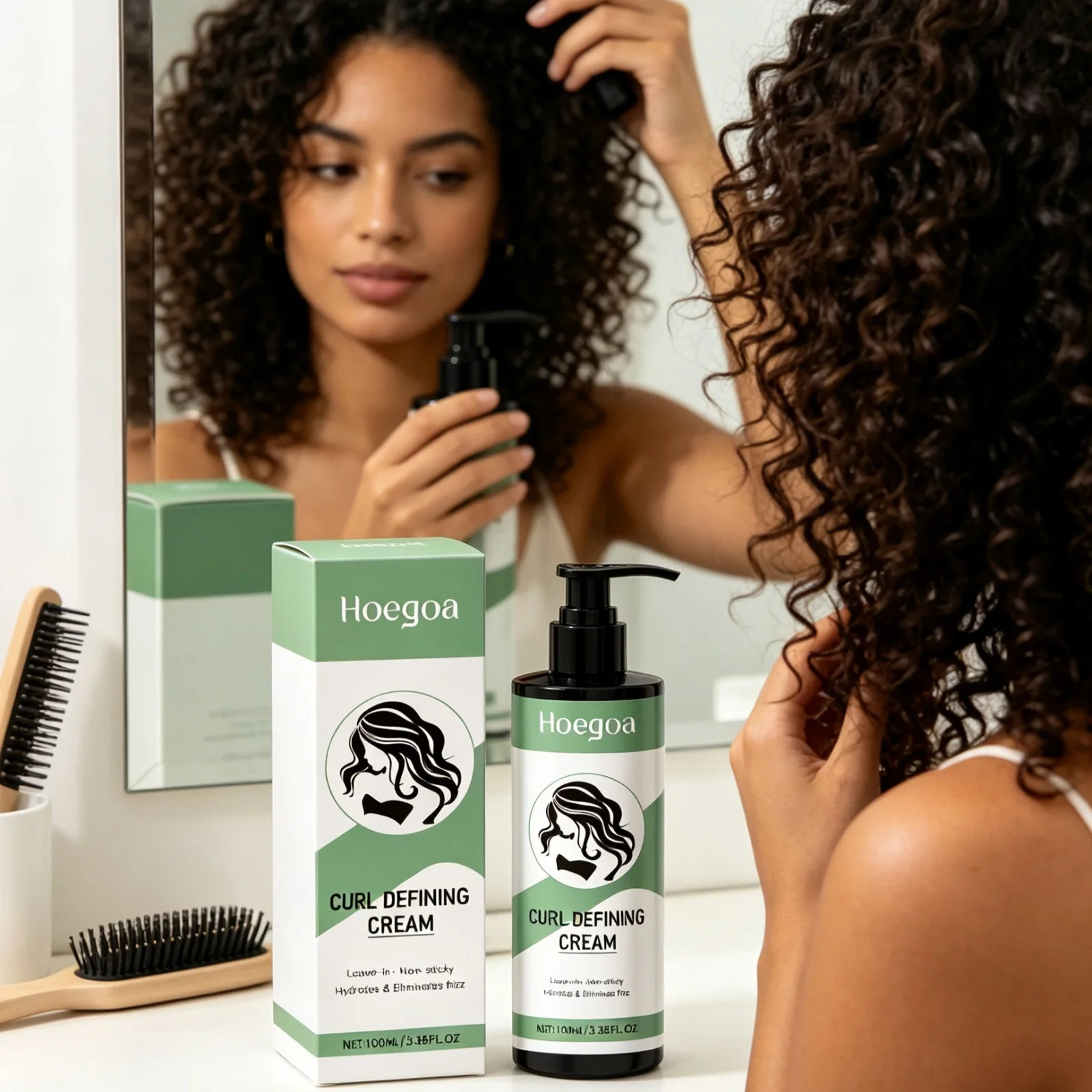 Hoegoa Curl Defining Cream Nourishing Hair Reduce Frizzy Boost Curl Volume Long Lasting Styling Hold Texture Hold Cream 100ml