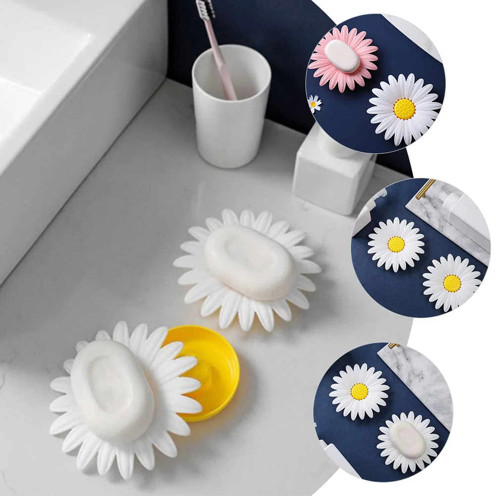

4pcs Holders Flower Shape Storage Boxes Bathroom Drainage Stand Household Soap Tray Non-Metallic Portable Soap Dishes For Bar
