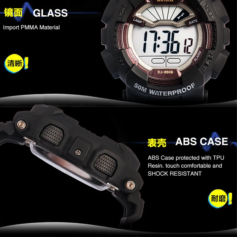 2020 New XINJIA Military Watches Army Camouflage Sports LCD Digital Men\'s Outdoor Shock Resistant Waterproof 50M Relogio Diver