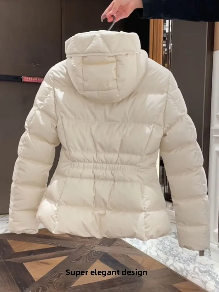 Ele blanc Puffer Jaet manteau d'hiver pour femme taille haute à capuche en fibre de polyester duvet chaud usage quotidien