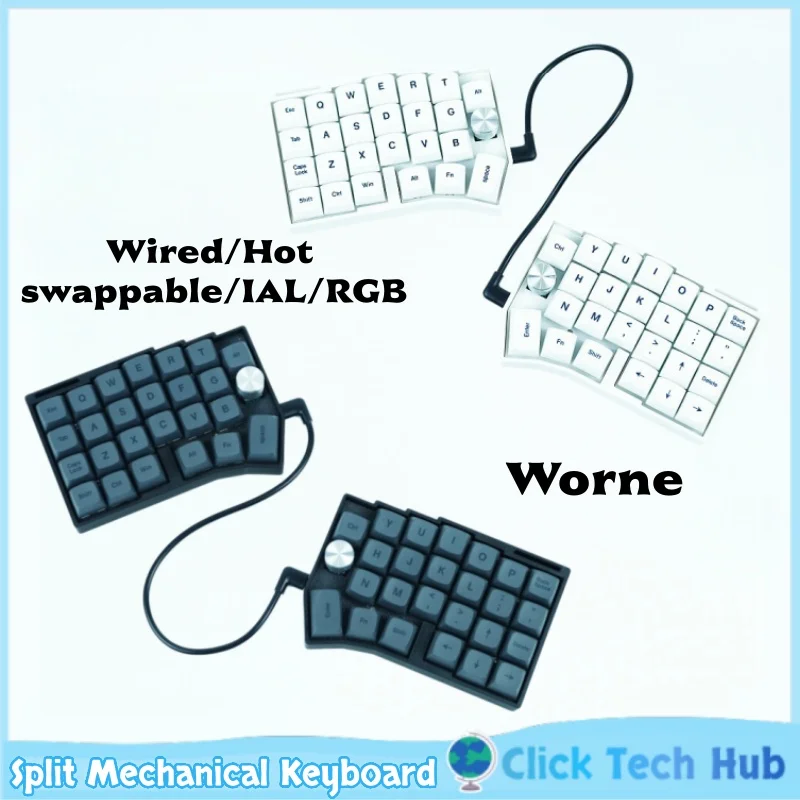 Worne Split Mechanical Keyboard Cornix Ergonomic Qmk Programmable Rgb Backlit Dual Hand Type C Wired Keyboard Gaming Office