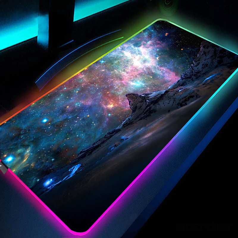 

Universe Space Gamer RGB Mouse Pad Company Mat LED Luminous Keyboard Mat Big LED Universe Mouse Mat Large Mousepad RGB Desk Mat