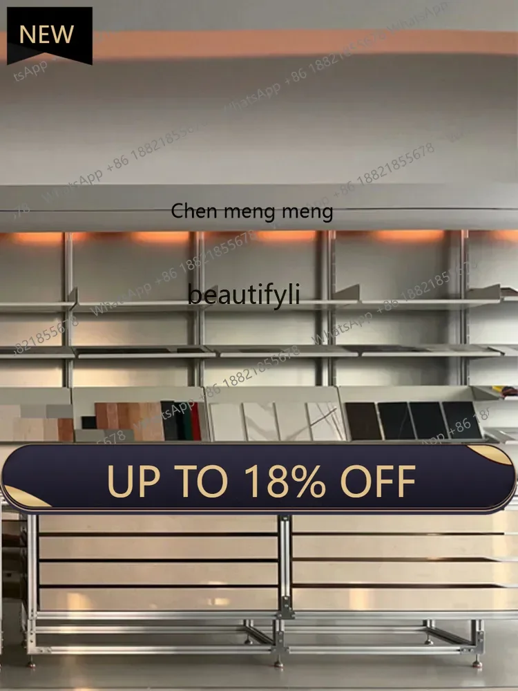 

P178 Coffee Shop Glass Display Stand Simple Modern Aluminum Profile Kitchen Island Store Display Rack Storage Rack