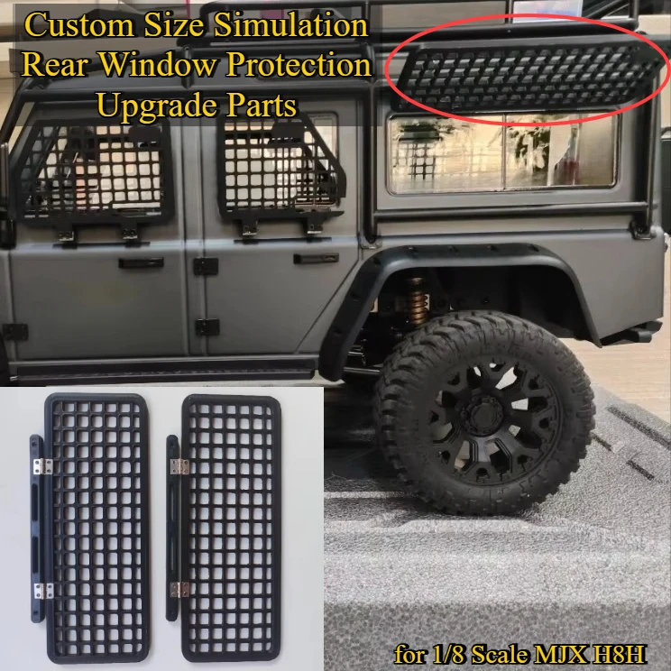 RC Crawler Custom Size Simulation Rear Window Protection Upgrade Parts for 1/8 Scale MJX H8H RC Car Appearance Decor Accessories
