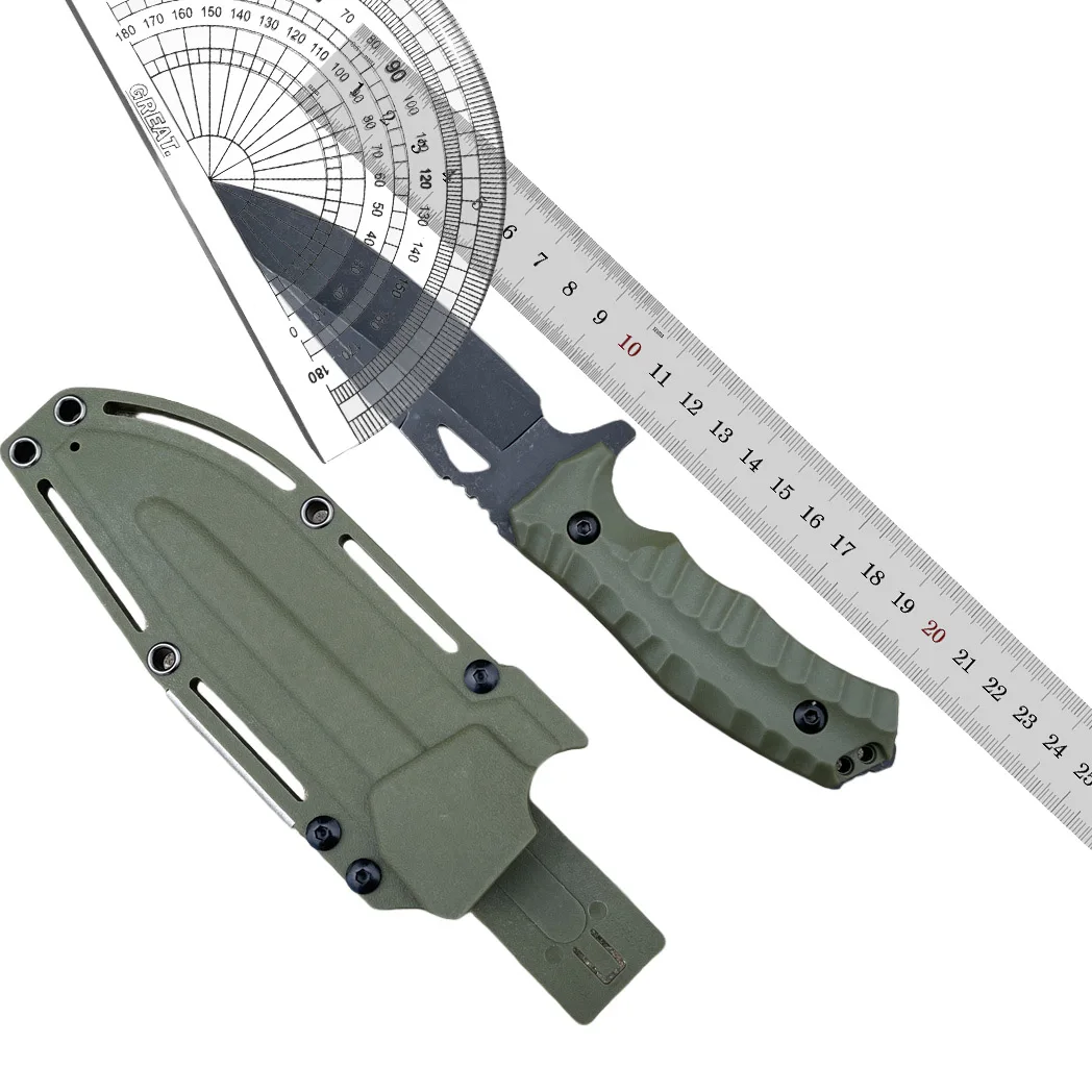 سكين جيب تكتيكي ثقيل الوزن، سكين تانغ كامل ذو شفرة ثابتة، سكاكين عسكرية قتالية، أداة دفاع عن النفس مع غمد