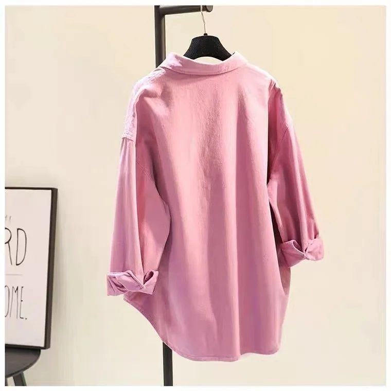 Cotton Long-sleeved Shirt Women\'s Mid-length 2024 Spring Autumn New Korean Style Fashion Loose Top Shirts Reviews Many Clothes