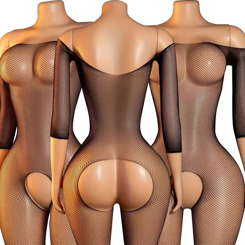 Fishnet Open Crotch Tights Sexy Lingerie Women Y2k Clothes See Through Body Stockings Erotic Pantyhose Mesh Hollow Long Tights