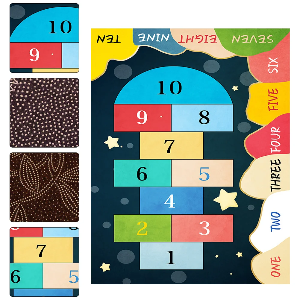 

Hopscotch Ground Mat Long-Lasting Non-Slip Kids Playroom Carpet Decorative Floor Pad for Child Room Floor Mat