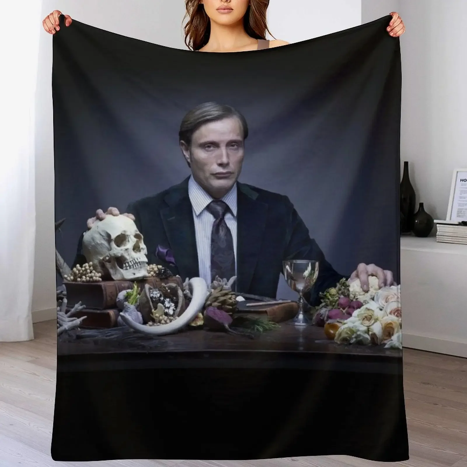 

Mads Mikkelsen hannibal Throw Blanket Soft Tourist Flannel Fabric Giant Sofa Blankets