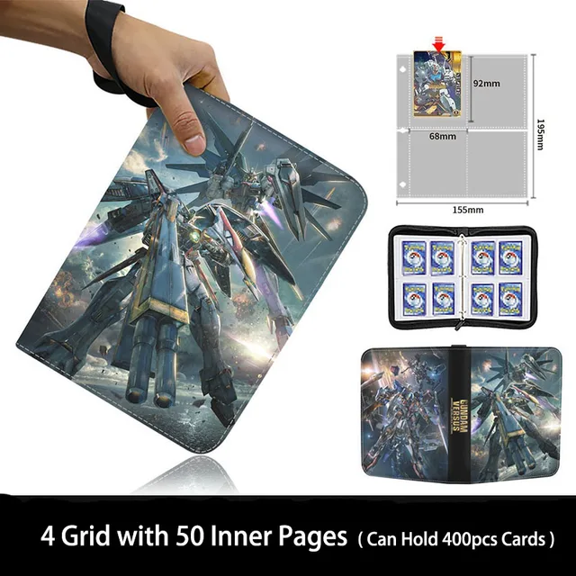 900Pcs 9 Pocket Anime GUNDAM Cards Album Book Zipper PU Leather