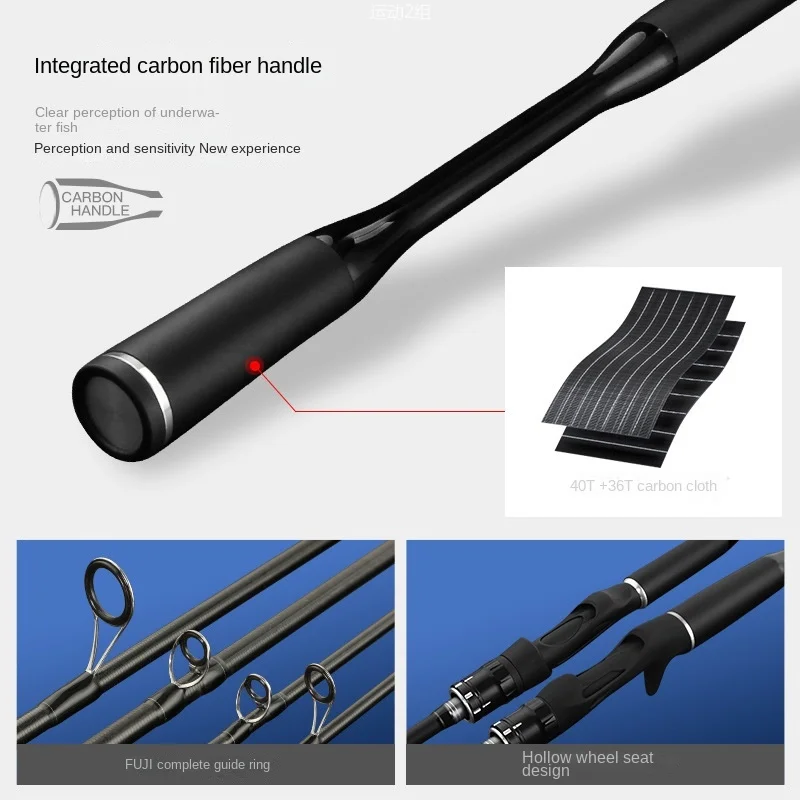 Luya fishing rod, gun handle, straight handle 2.1 meters, carbon long-throw black fish fishing rod, tilted mouth