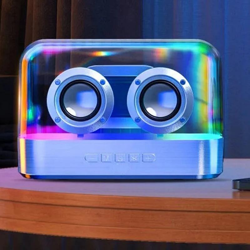 Colorful Lights Wireless Bluetooth Speaker Glazed Colorful Multifunction Subwoofer Desktop Volume Plug-In Speaker, White Durable