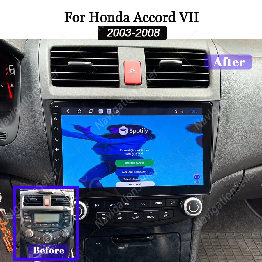 

For Honda Accord 7 VII 2003 2004 2005 2006 2007 2008 Android Multimedia Carplay Radio Auto Stereo Touch Screen Gps Head Unit Wif