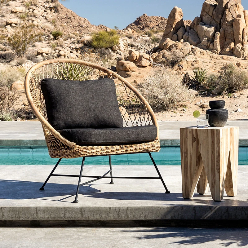 

Creative Internet celebrity rattan chair three-piece coffee table combination B&B terrace courtyard table and chair furniture