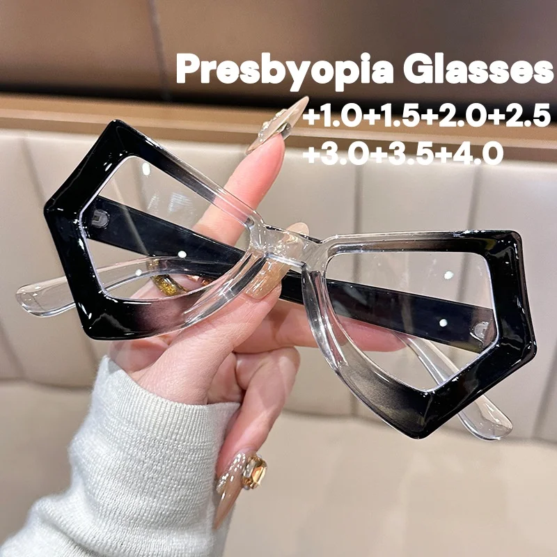 

Oversized Cat Eye Fashion Reading Glasses for Women Trendy Contrast Color Design Frame Eyewear Retro Anti Blue Light Eyeglasses