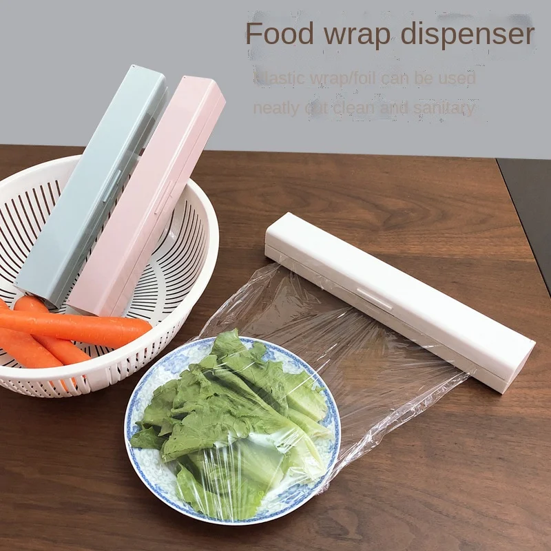 

Cling Film Cutting Box Wall-mounted Suction Cup Adjustable Plastic Wrap Tin Foil Cutter Home Kitchen Food Storage Supplies