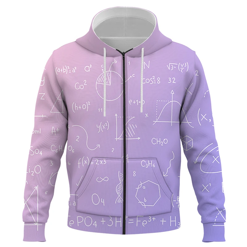 mathematical formula Funny New Fashion Long Sleeves 3D Print Zipper/Hoodies/Sweatshirts/Jacket/Men/women dropshipping Streetwear