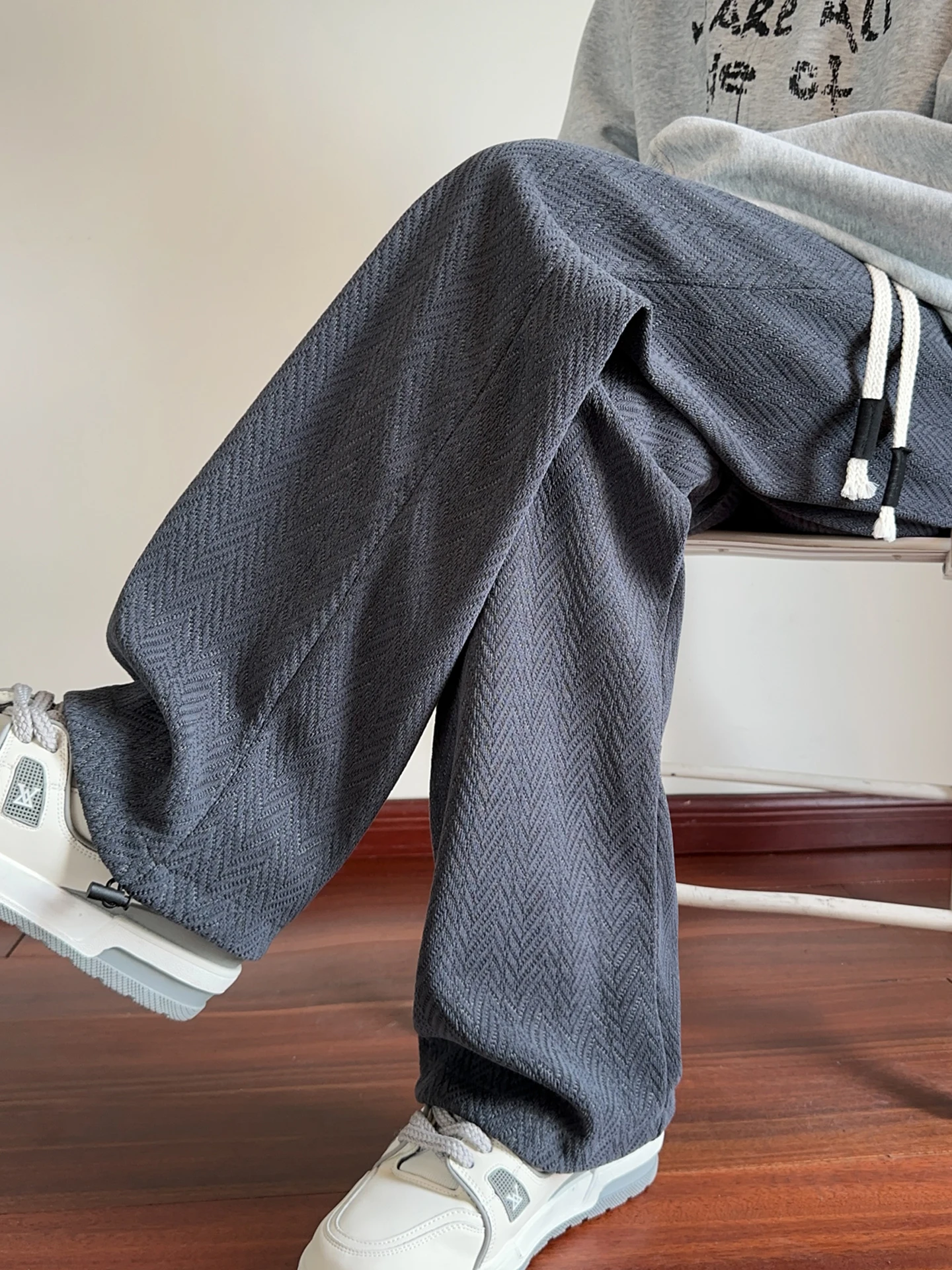 

Men's Casual Sports Wheat Ear Pattern Loose Straight Leg Pants Autumn Winter Large Size Wide Leg Trousers Comfortable Fit