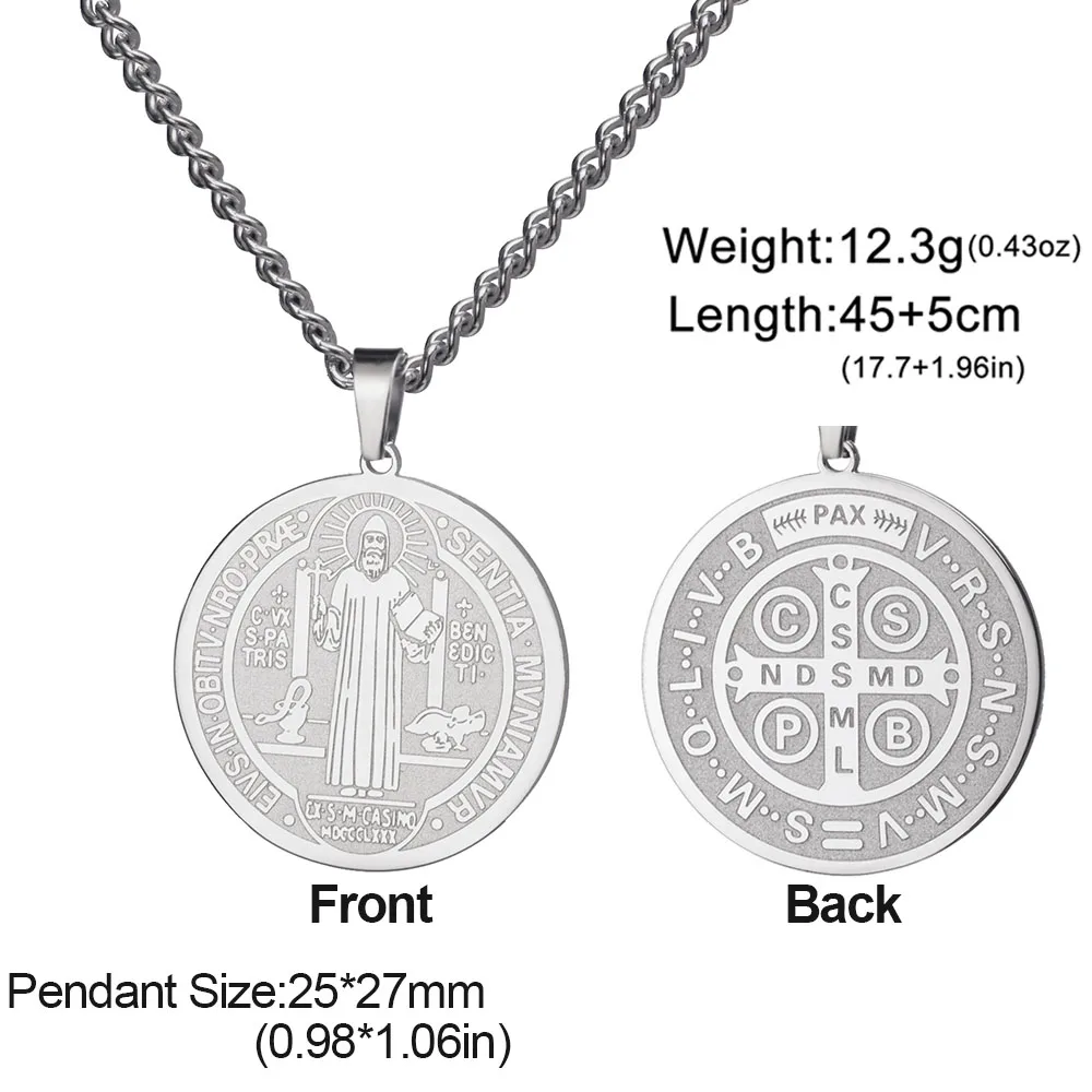 COOLTIME قلادة ميدالية القديس بنديكت من الفولاذ المقاوم للصدأ قلادة قلادة كاثوليكية قلادة قلادة خمر سان بينيتو تميمة هدية المجوهرات #6