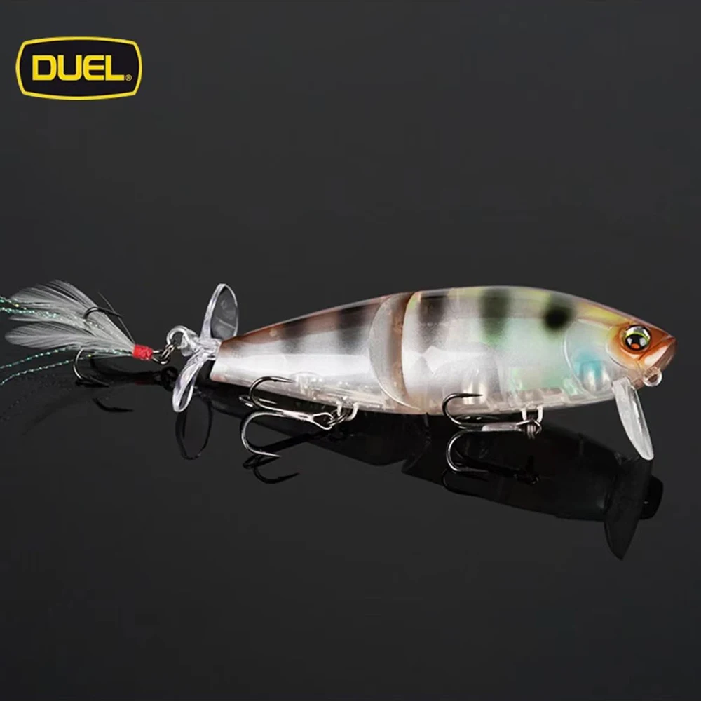 

DUEL Double Jointed Fish Surface Tethered Minnow Propeller Tractor Road Runner Fake Bait Long Casting Warbler Swimbaits