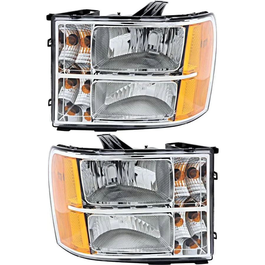 

For GMC Sierra 1500 2500 3500 2007 2008 2009 2010 2011 2012 2013 Headlights Lamps Set Halogen Driver and Passenger Side