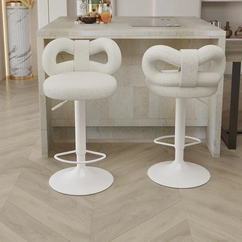 Adjustable White Minimalist Counter Stool - Modern Nordic Bar Chair, High-Quality Design for Stylish Home Decor