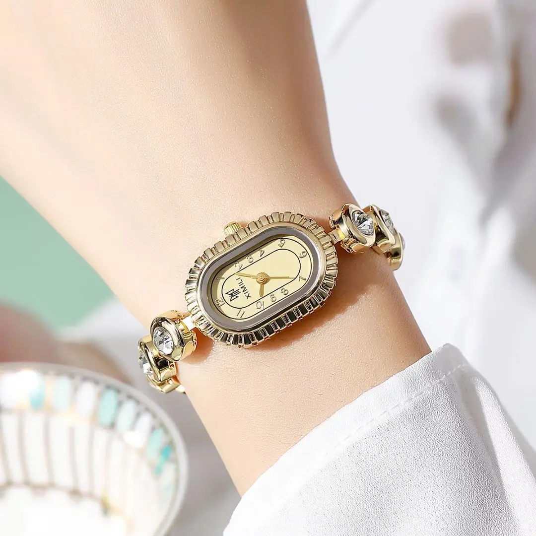 Elegant Rhinestone Bracelet Strap Women Quartz Wristwatch Fashion Small Dial Ladies Watches Reloj Mujer Girls Clock（Without Box）
