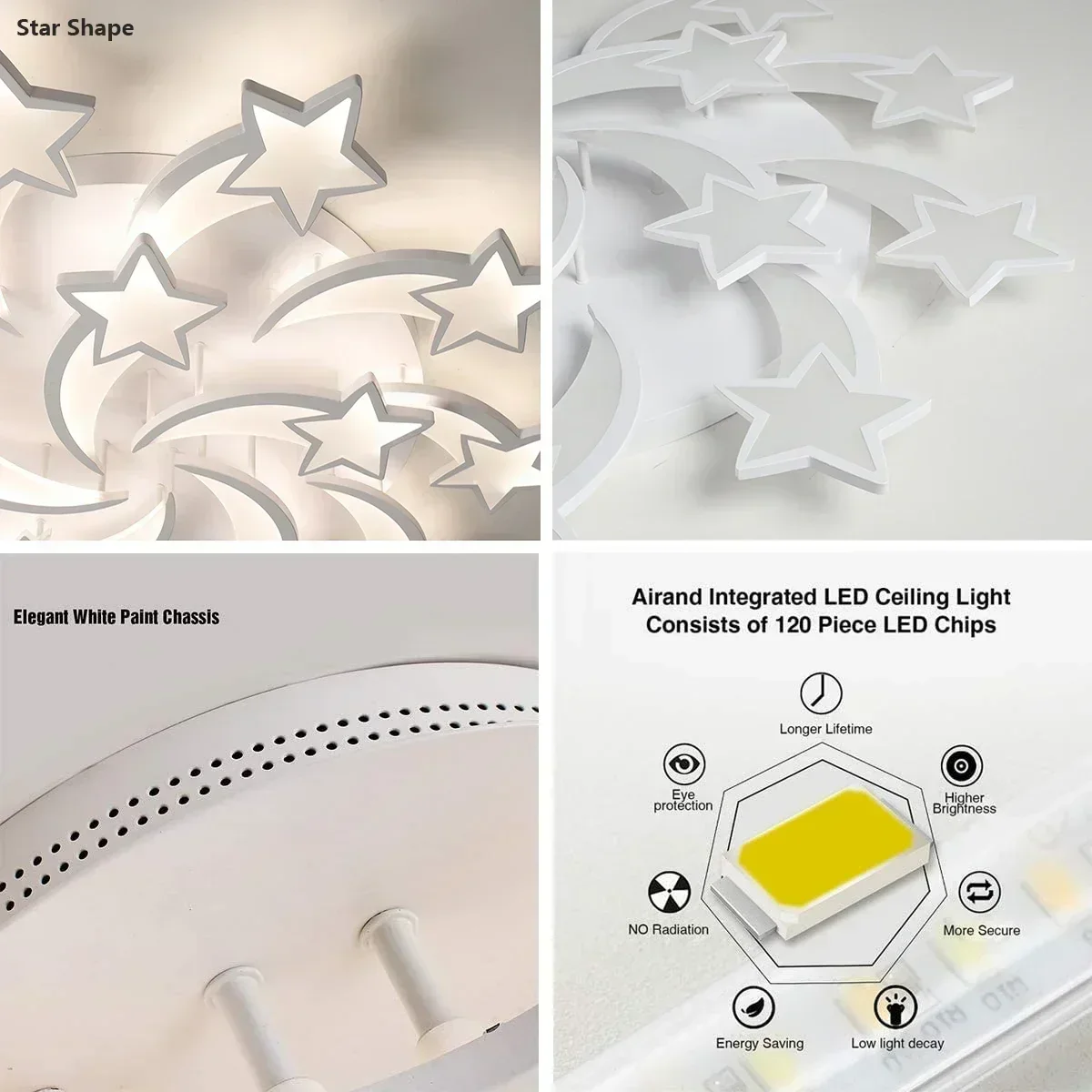 Imagem -05 - Creative Stars Led Ceiling Light Luminárias Internas para Decoração de Sala Iluminação Luzes Led Decoração de Casa com Controle Remoto