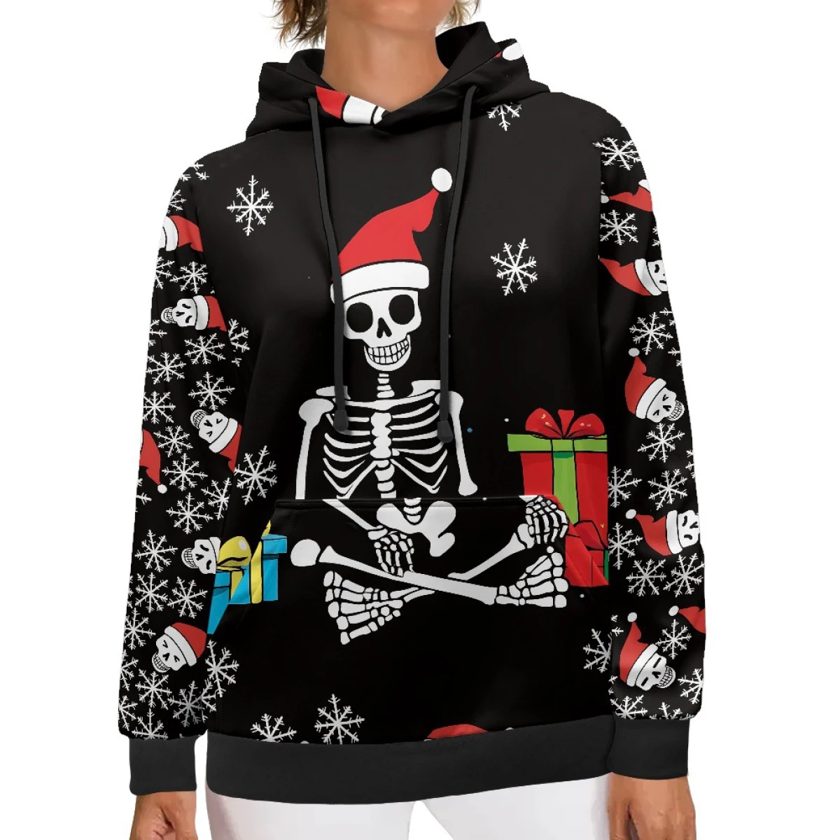 크리스마스 후드 스노우맨 3D 프린트 여성 캐주얼 후드티 스트리트 크리스마스 풀오버 Y2K 탑 트랙수트 유니섹스 코트 의류