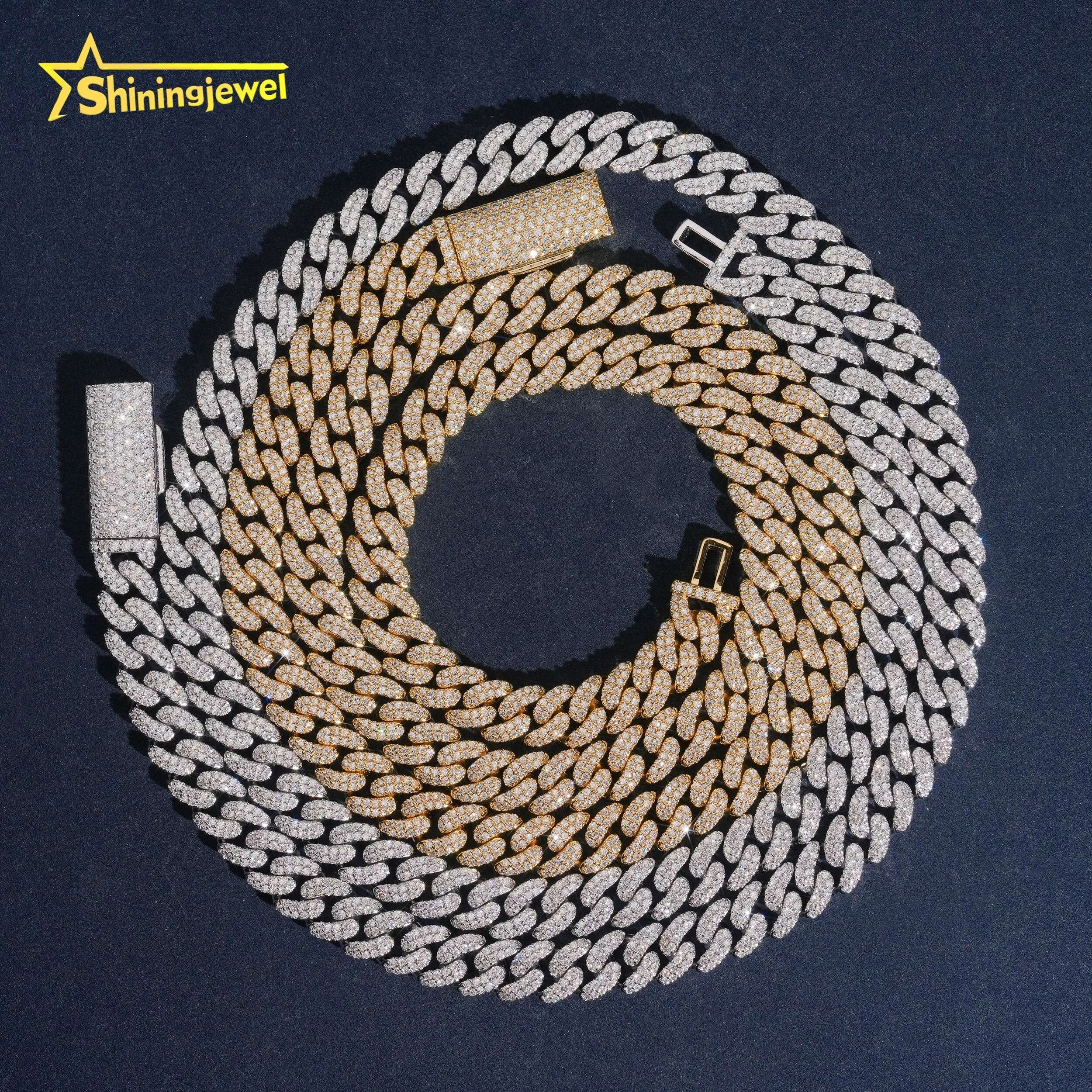 Pass Tester Diamond 18k Gold Plated Hip Hop Iced Out Moissanite Iced Out 8mm Brass Cuban Link Chain..