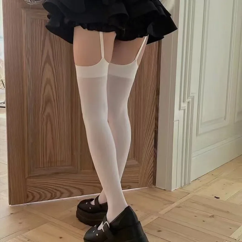 النساء الحمالات واسعة النطاقات المخملية الجوارب لوليتا رقيقة الفخذ العليا جوارب مع الأربطة كلية نمط فوق جوارب طويلة