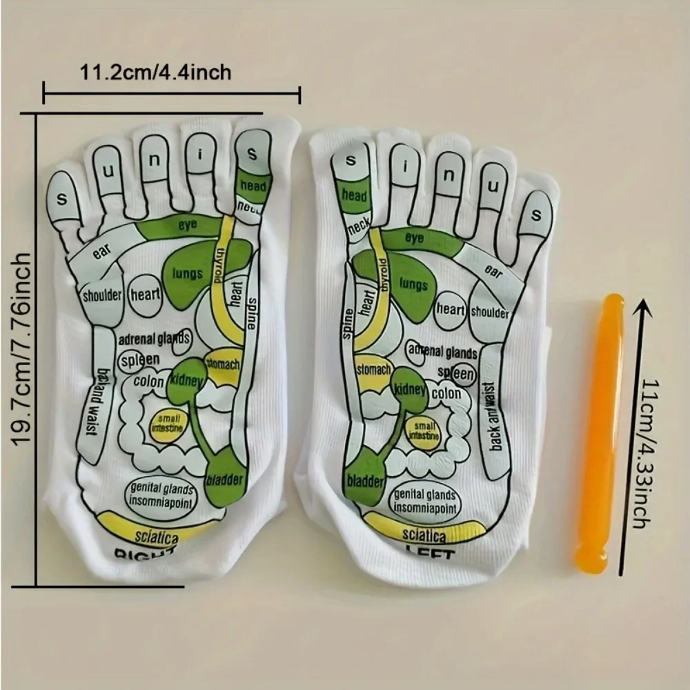 1 Pair Acupressure Socks Physiotherapy Massage Socks Relieve Tired Feet Acupoint Reflexology Socks with Massage Stick Foot Care