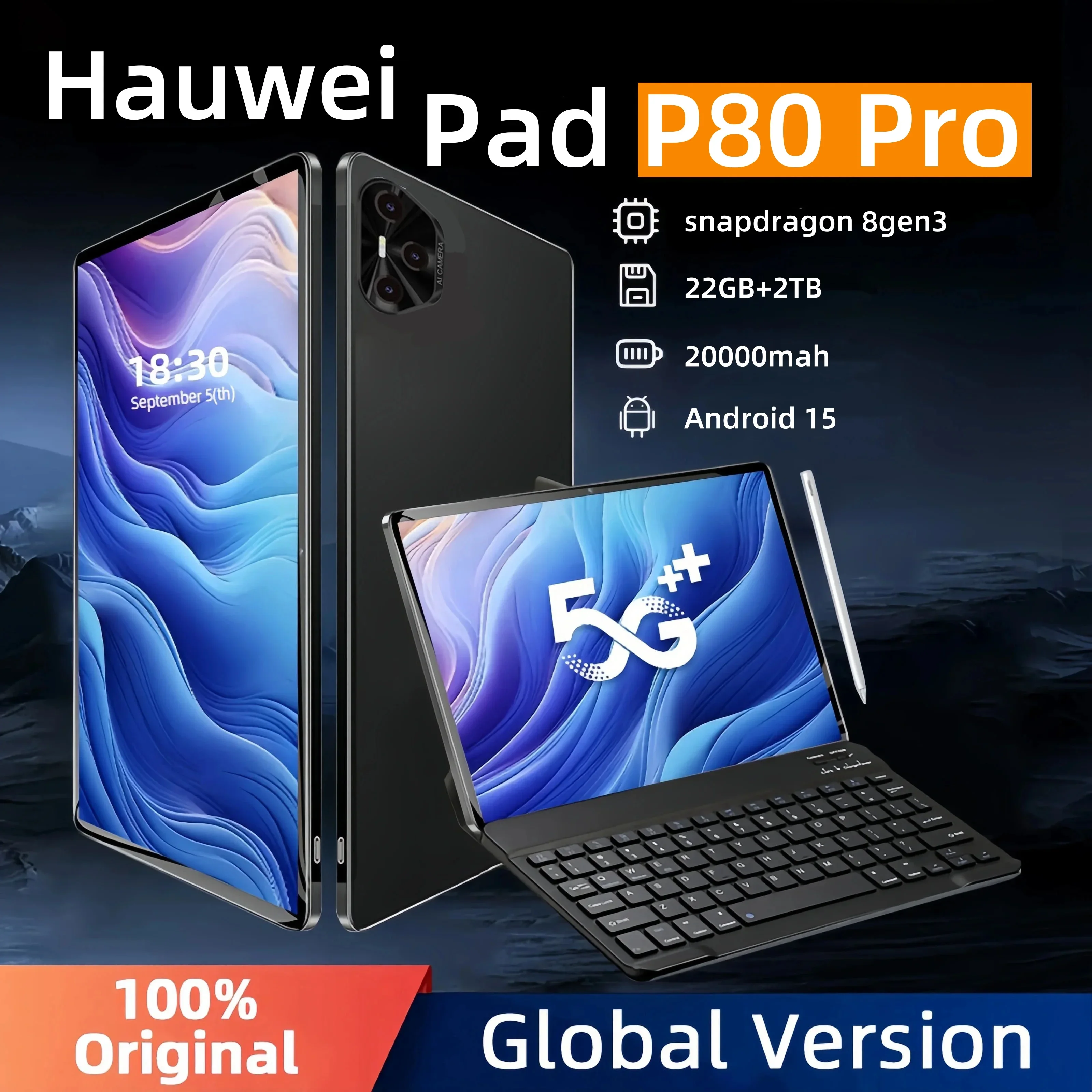 Hauwei Pad P80 Pro tableta de 11 pulgadas Snapdragon 8gen3 versión Original Gobal 22GB + 2TB Android 15 5G WiFi Dual SIM llamada tabletas PC