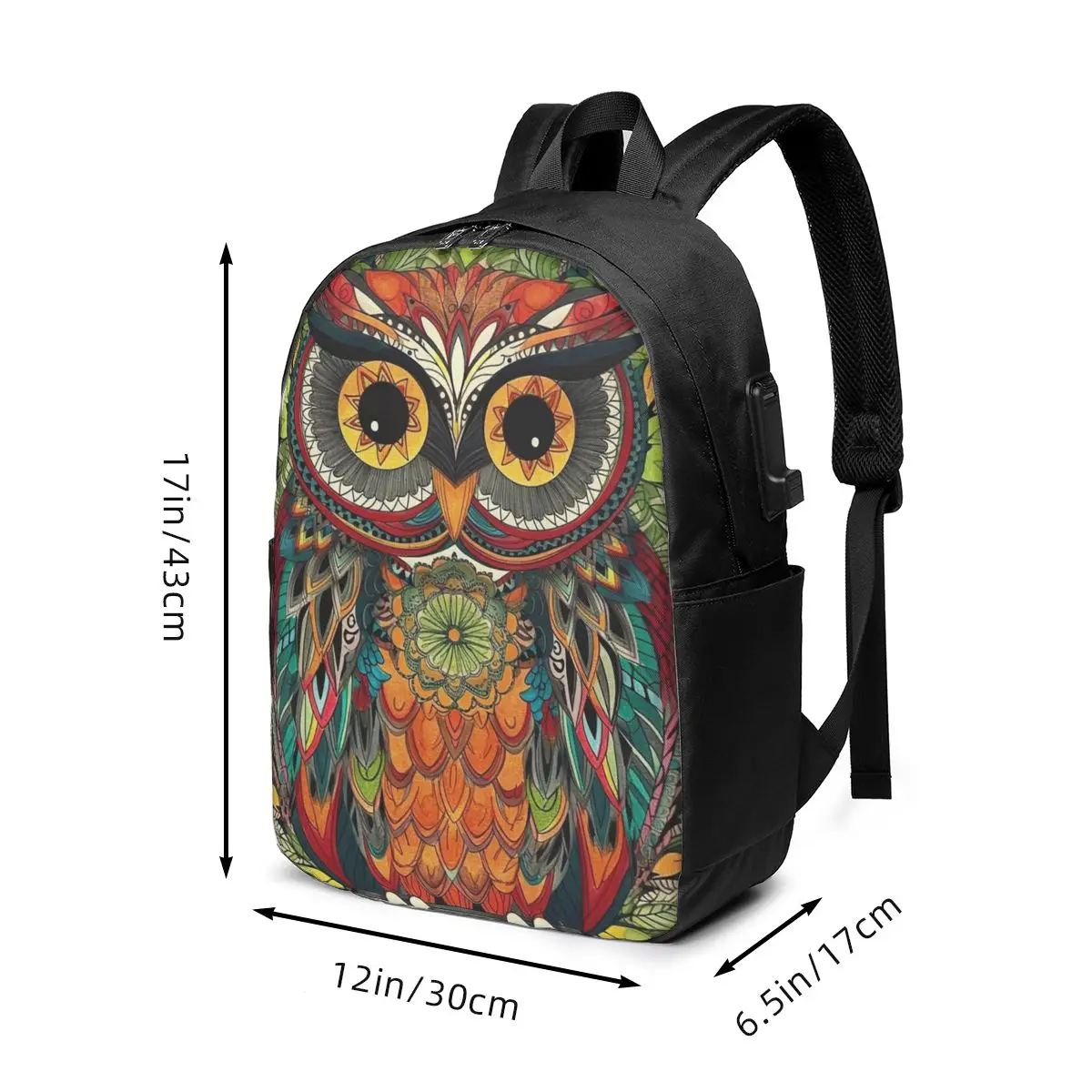 Cartoon Owl Graffiti Painting Art Backpack Travel Notebook Bag Computer College Student School Bag Laptop Shoulder Bags