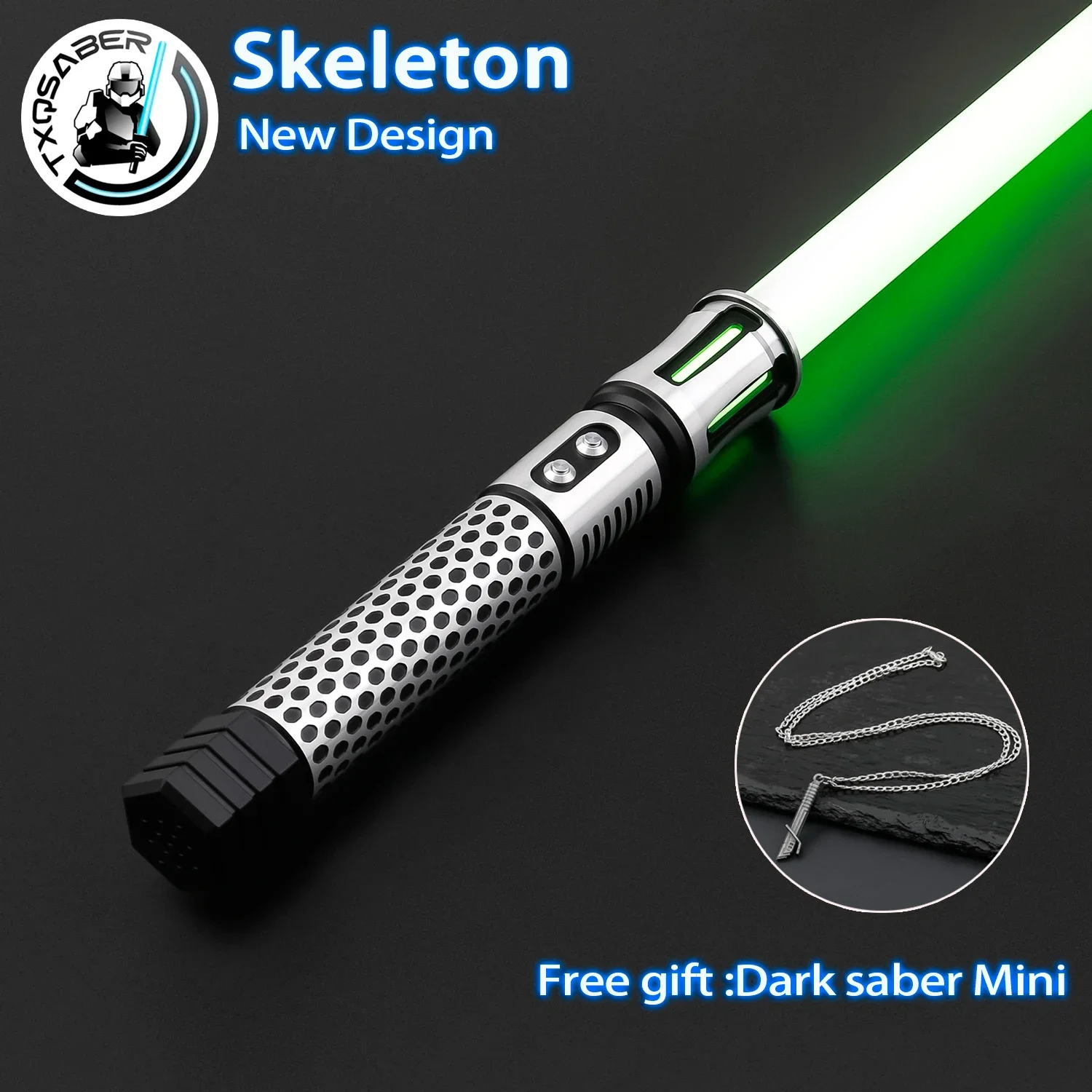 TXQSABER Skeleton New Design RGB Heavy Dueling Lightsaber Metal Hilt Smooth Swing SN Pixel Jedi Light Sword 12 Color toys