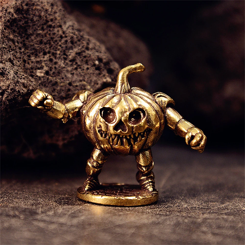 ​ ​ Massive Kupfer-Kürbis-Mini-Desktop-Tee-Haustier-Figur – kreative Weihnachtsdekoration für Zuhause, Büro-Ornament, dekorativ zum Sammeln