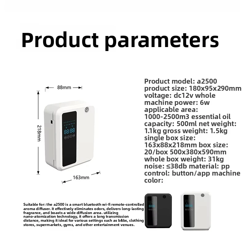 Obrázek 5: 500ml chytrý vůní difusor s app ovládání - WIFI & Bluetooth waterless pach difusor pro domácí, úřad, hotel - programovatelná