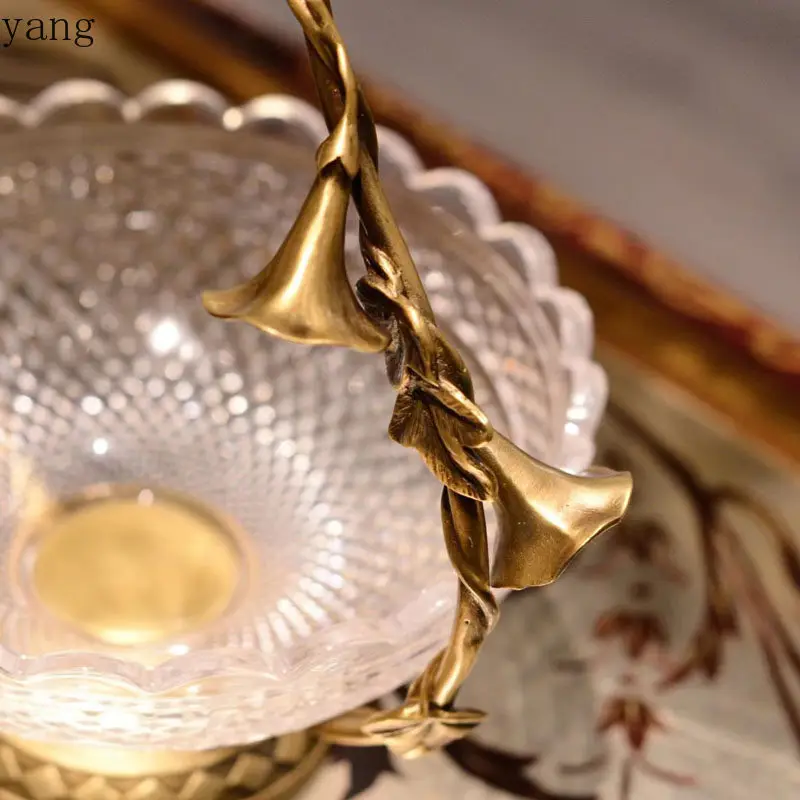 Cx art copper with crystal morning glory basket villa living room desktop decorative fruit plate