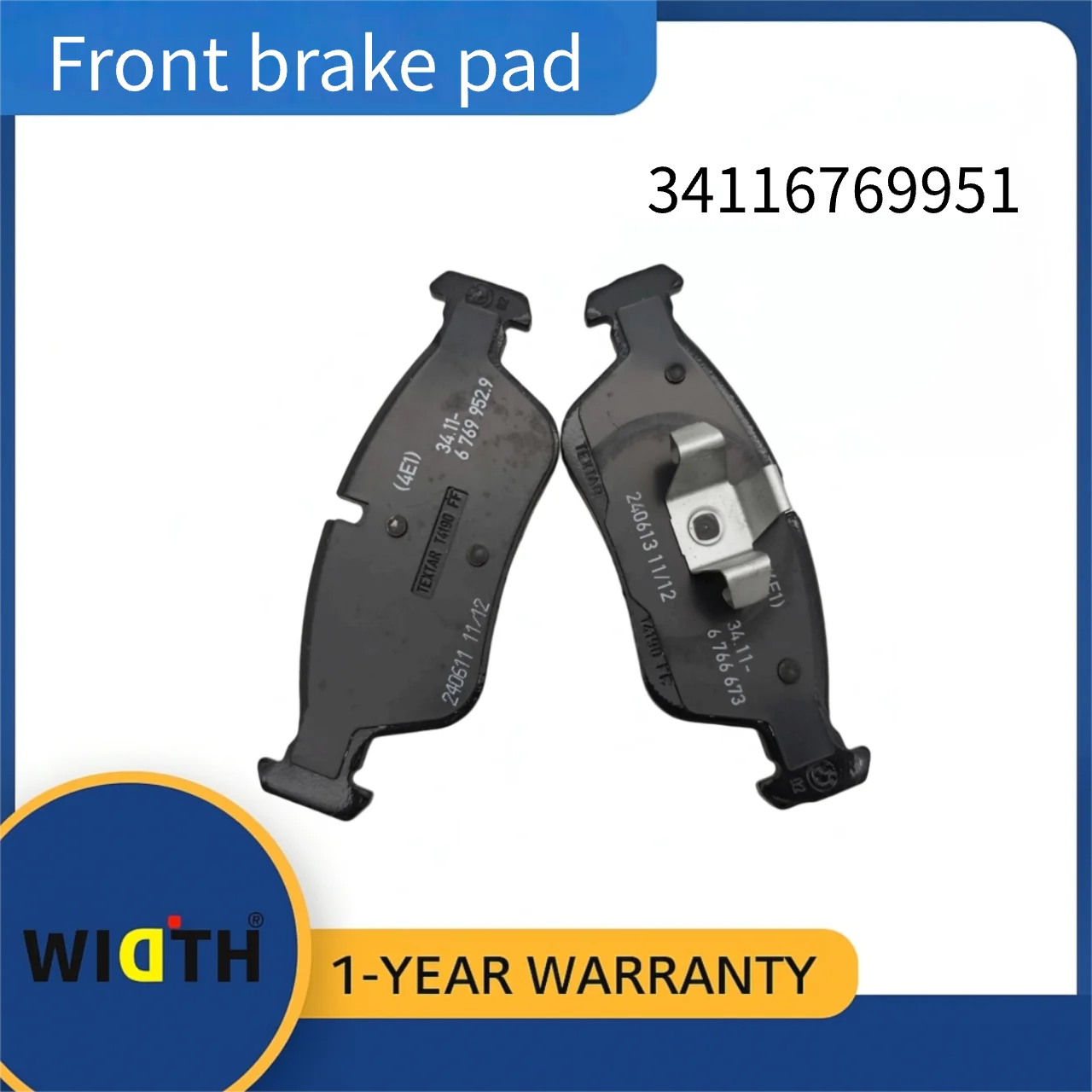 

34116769951 Front Brake Pad Set (4 Pieces) for BMW 320i 2005-2007 | OE Replacement