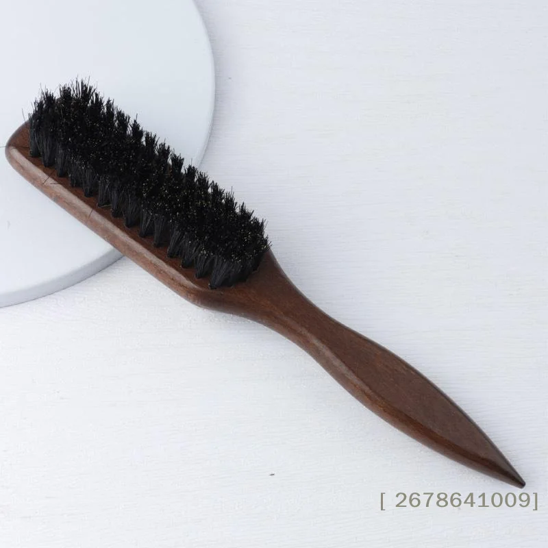 〔L〕Brown Pointed-Tail Bristle Comb Unisex Smooth Anti-Static No Tangles No Hair Damage Home Use