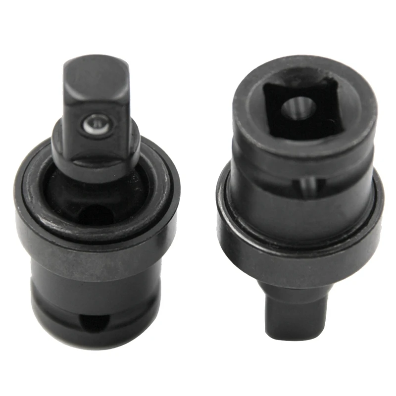 2PCS Swivel Knuckle Drive Joint Air Impact Wobble Electric Wrench Socket Adapter Hand Tool 360 Degree Black