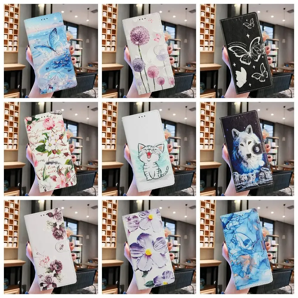 

Чехол для телефона Samsung Galaxy A56 A36 A26 A06 A16 A15 A05S A35 A55 A25 A54 A34 A14 Чехлы 3D Бабочка Цветок Кожаный откидной чехол