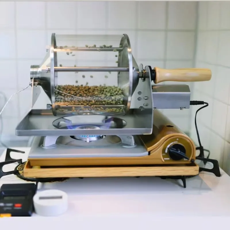 Popular Kitchen Small Mini Electric G-as Sample Coffee Bean Baking Roasting Machine Coffee Roaster Home Portable view 3