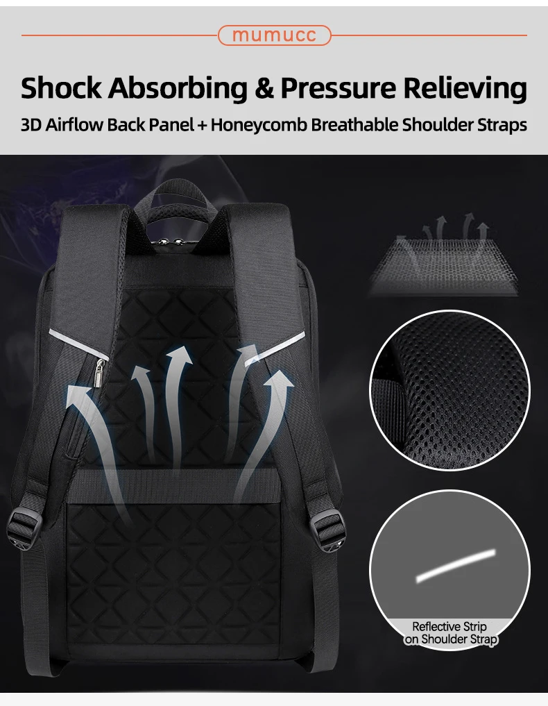 MUMUCC Hard EVA Shell Laptop Backpack Shockproof USB Type C Charging Anti Theft Password Lock Travel Backpack with Luggage Strap